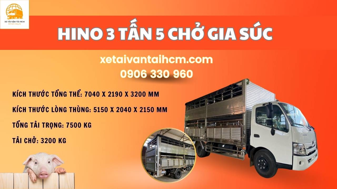 Xe tải Hino 3 tấn 5 chở gia súc