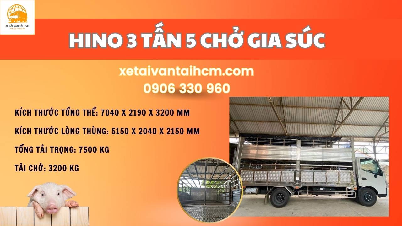 Thùng xe Hino 3 tấn 5 chở heo chắc chắn