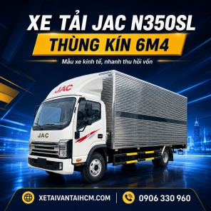 Xe tải JAC N350SL Thùng Kín 6m4 Cửa Hông 2 Cánh