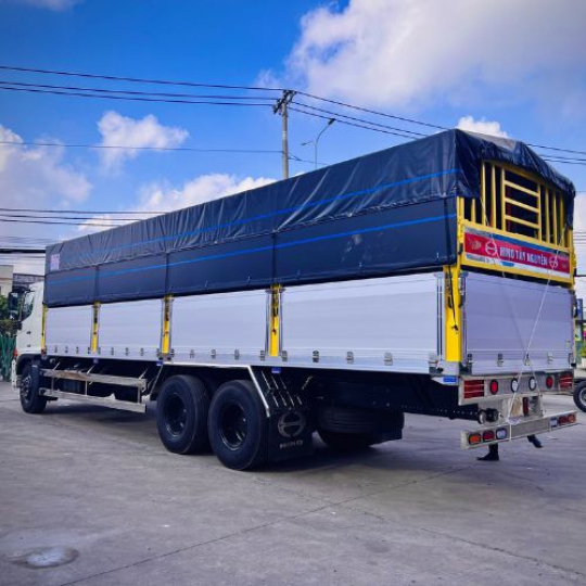 Đánh giá xe tải Hino 3 chân thùng mui bạt đà I - Hino 3 chân thùng mui bạt nhôm Đà Lạt đà I