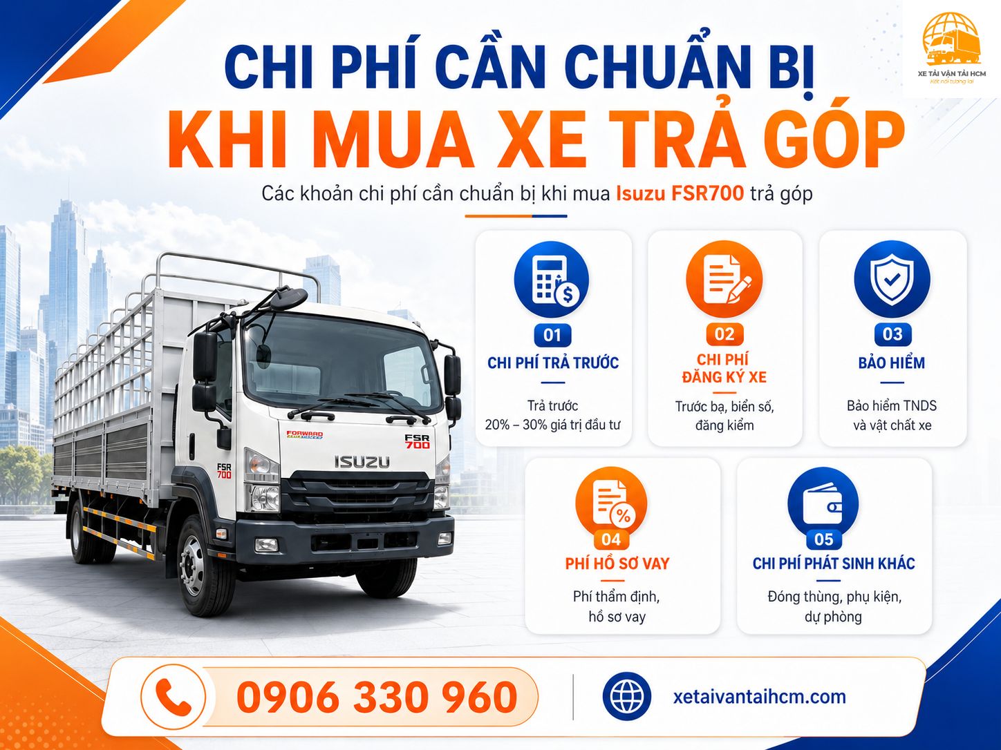Các khoản chi phí khi mua xe tải trả góp