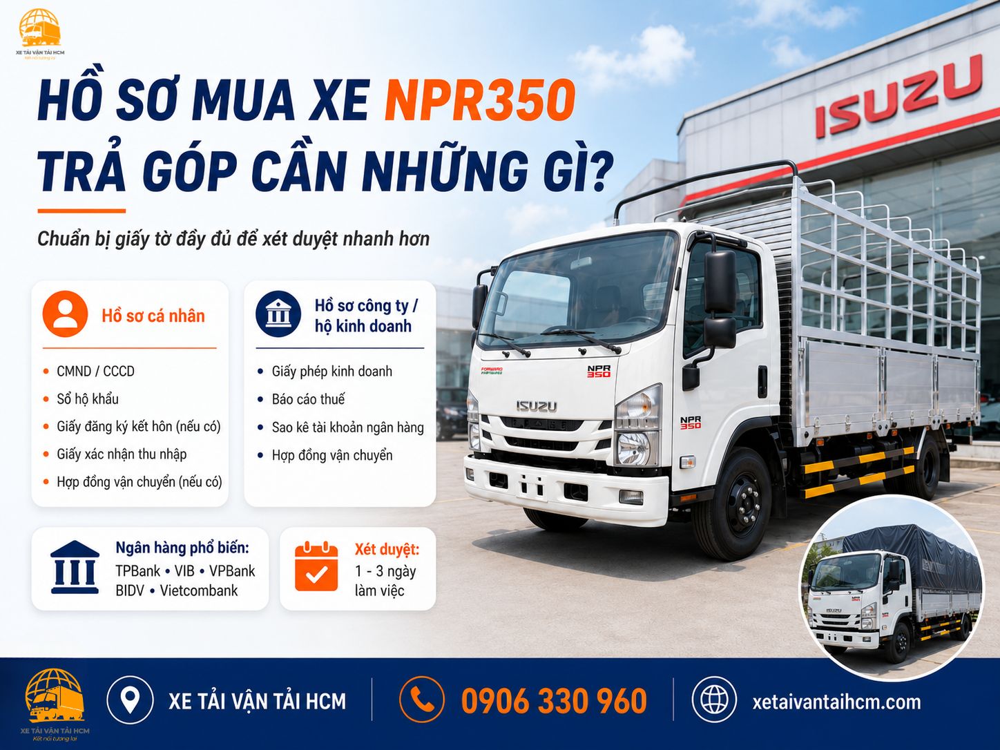 Hồ sơ vay mua xe tải trả góp
