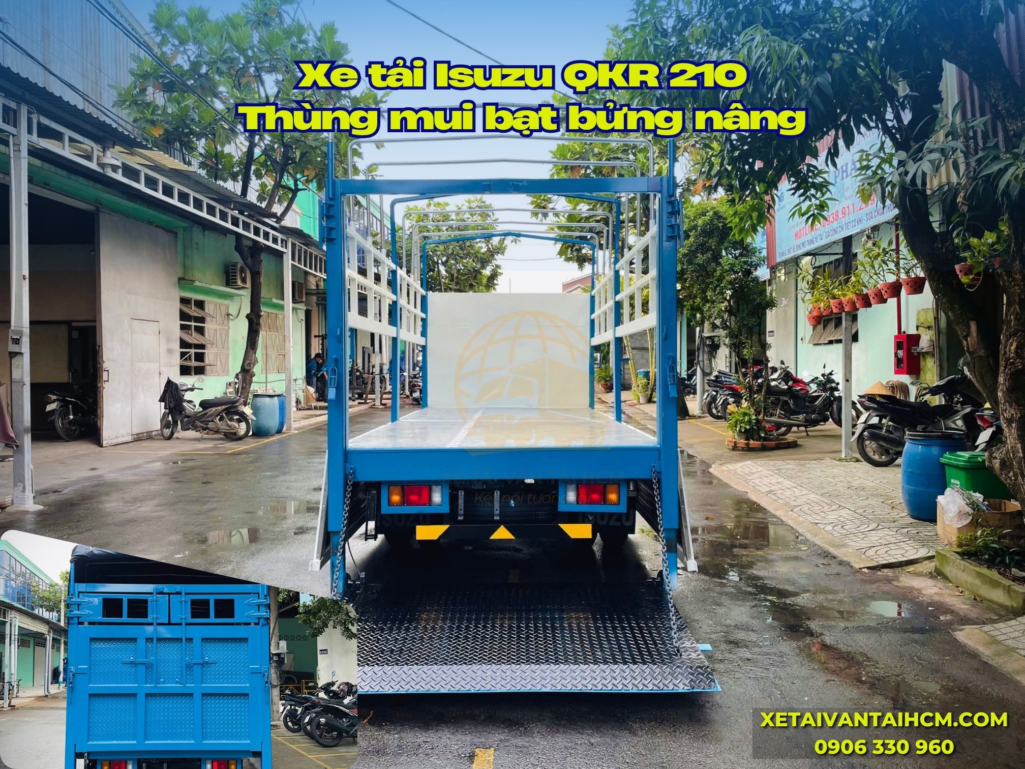 Thùng mui bạt QKR 210 sử dụng bàn nâng