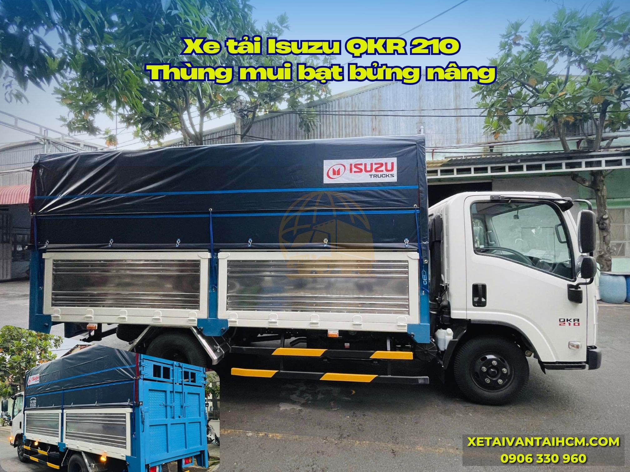 Thùng mui bạt Isuzu QKR 210 bàn nâng