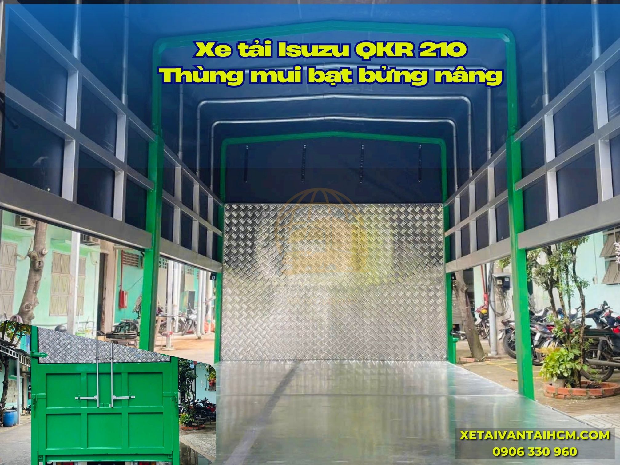 Thùng mui bạt Isuzu QKR 210 bàn nâng