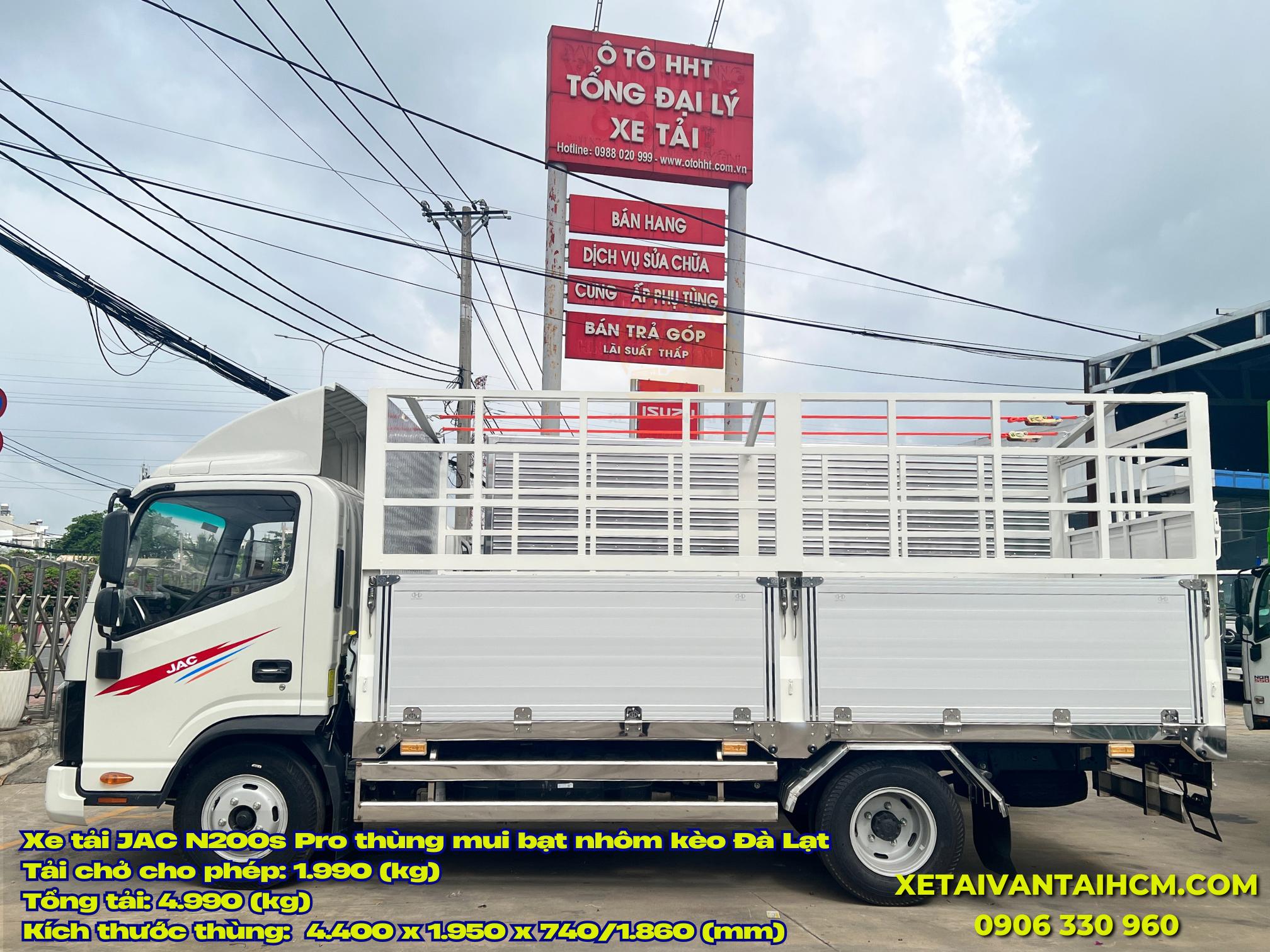 Xe tải Jac 1.9 tấn mui bạt nhôm kèo Đà Lạt
