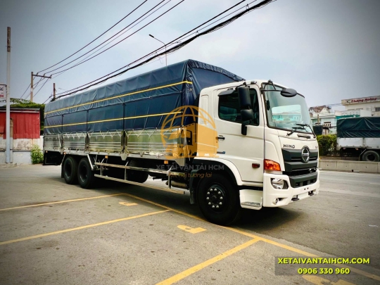  Xe tải Hino 15 tấn 2 cầu thật thùng mui bạt Full inox 9m4