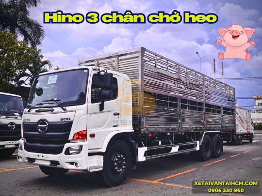 Xe tải Hino 3 chân 15 tấn chở heo có bàn nâng 2 tầng - Xe tải Hino 3 chân 15 tấn thùng chở gia súc có bàn nâng 2 tầng