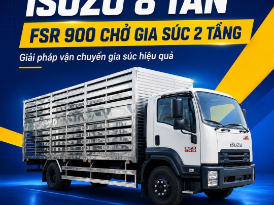 Xe tải Isuzu 8 tấn FVR 900 thùng chở gia súc 2 tầng (Mẫu thùng lá sách)