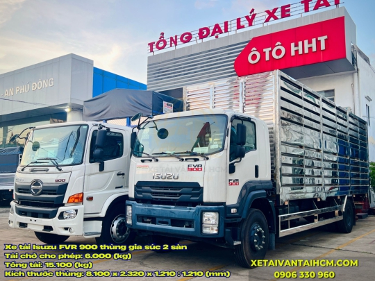 Xe tải Isuzu 8 tấn FVR 900 thùng chở gia súc 2 tầng (Mẫu thùng lá sách)