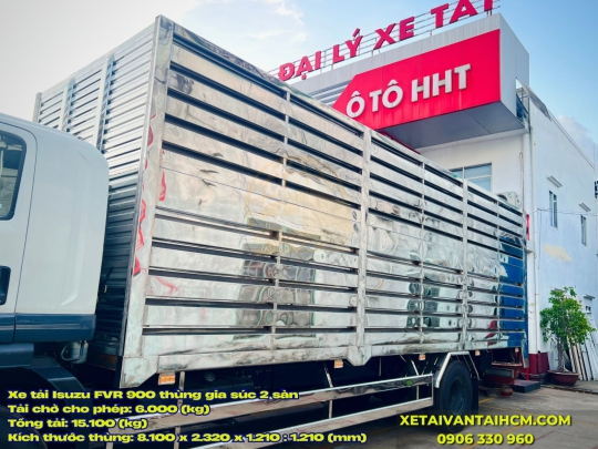 Xe tải Isuzu 8 tấn FVR 900 thùng chở gia súc 2 tầng (Mẫu thùng lá sách)