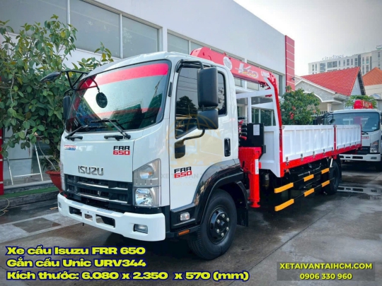 Xe tải Isuzu FRR 650 thùng lửng gắn cẩu Unic 344 - Isuzu FRR 650 gắn cẩu Unic 3 tấn 4 khúc