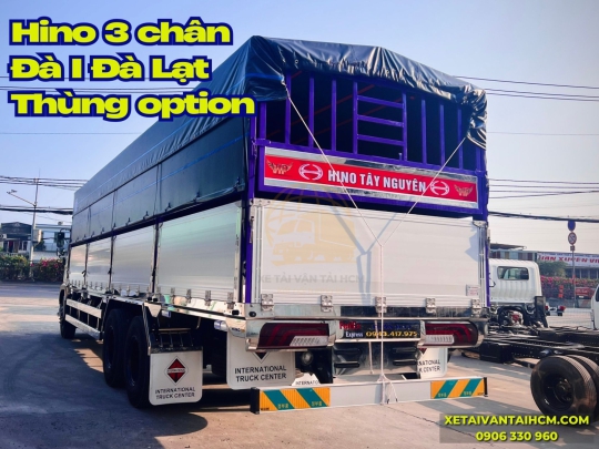 Đánh giá xe tải Hino 3 chân thùng mui bạt đà I - Hino 3 chân thùng mui bạt nhôm Đà Lạt đà I