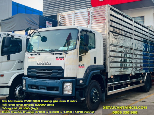 Xe tải Isuzu 8 tấn FVR 900 thùng chở gia súc 2 tầng (Mẫu thùng lá sách)